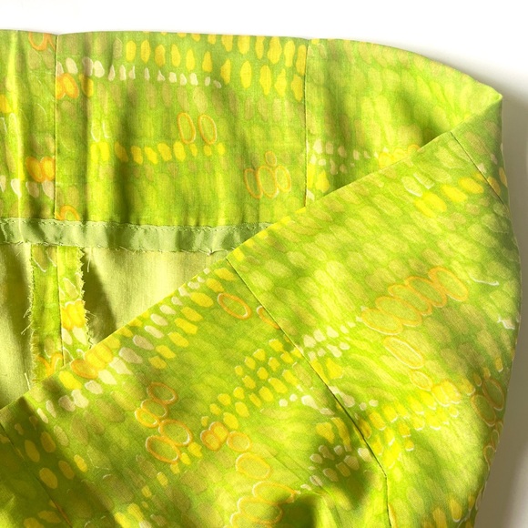 60s Mini Dress Bow Tie Design Lime Green Vintage Minidress Sleeveless Lime Green - Picture 7 of 8